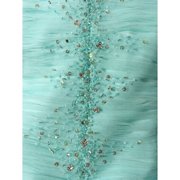 Alfred Angelo Sz 10 Aqua Blue Tulle Two Piece Formal Gown Skirt Corset Strapless - Picture 11 of 16
